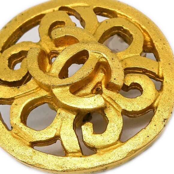 Chanel CC Button Earrings Clip-On Gold - Picture 2 of 4